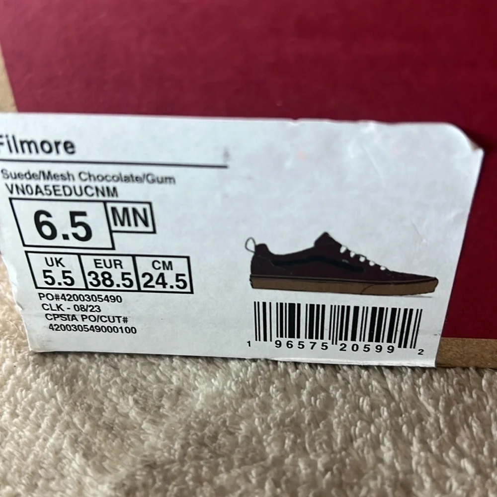 NEW Vans Filmore Suede/Mesh Chocolate/Gum Men’s Size 6.5